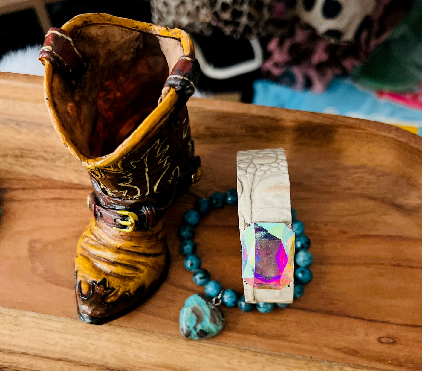 Double Stack of Fashion Turquoise & Glam Stretch Bracelets - Multi