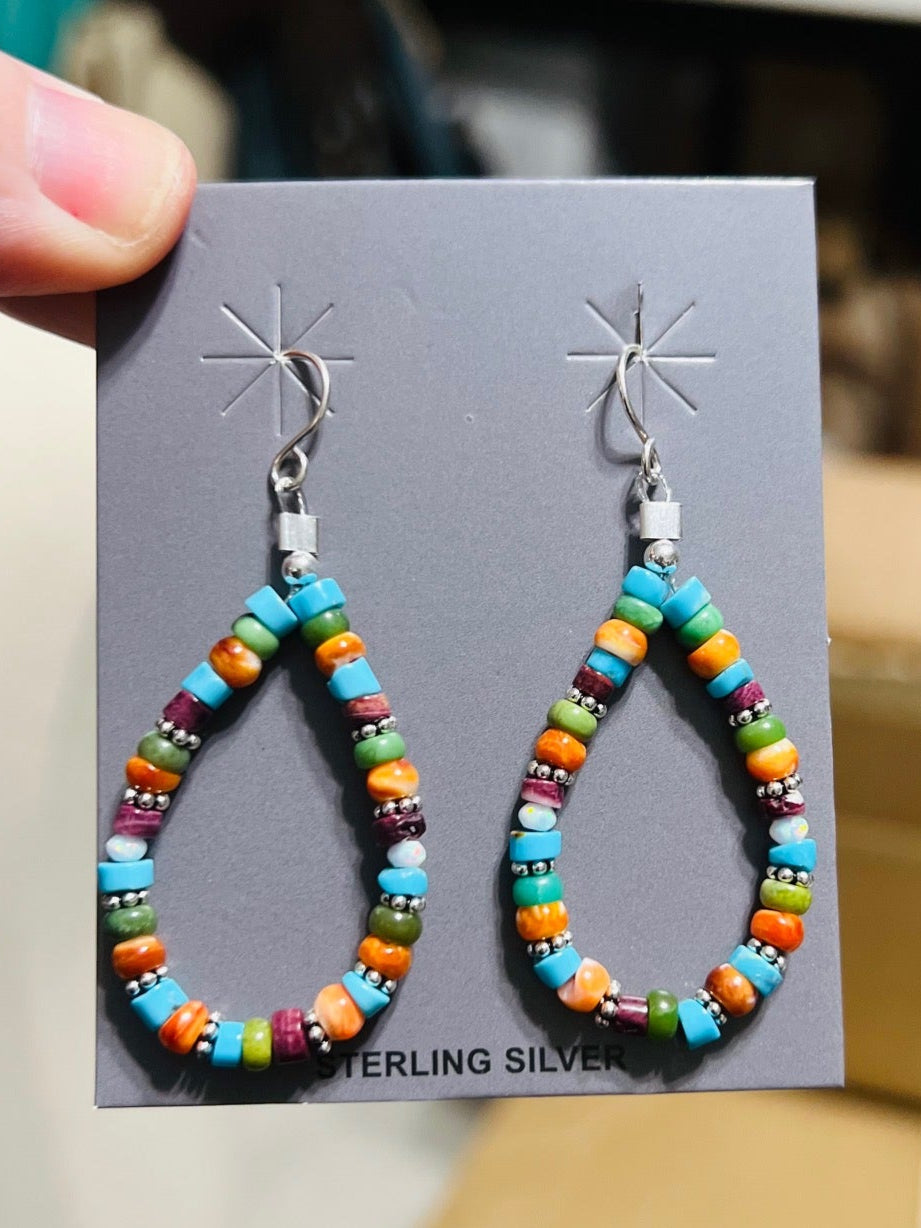Corraine Smith Navajo Hand strung Multi Stone Earrings