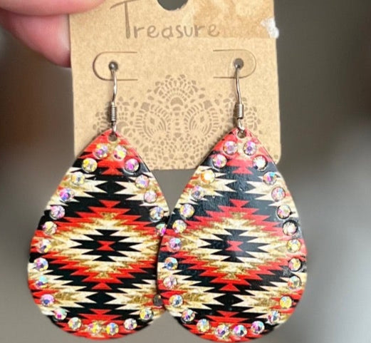 Aztec Teardrop AB Stone Earrings