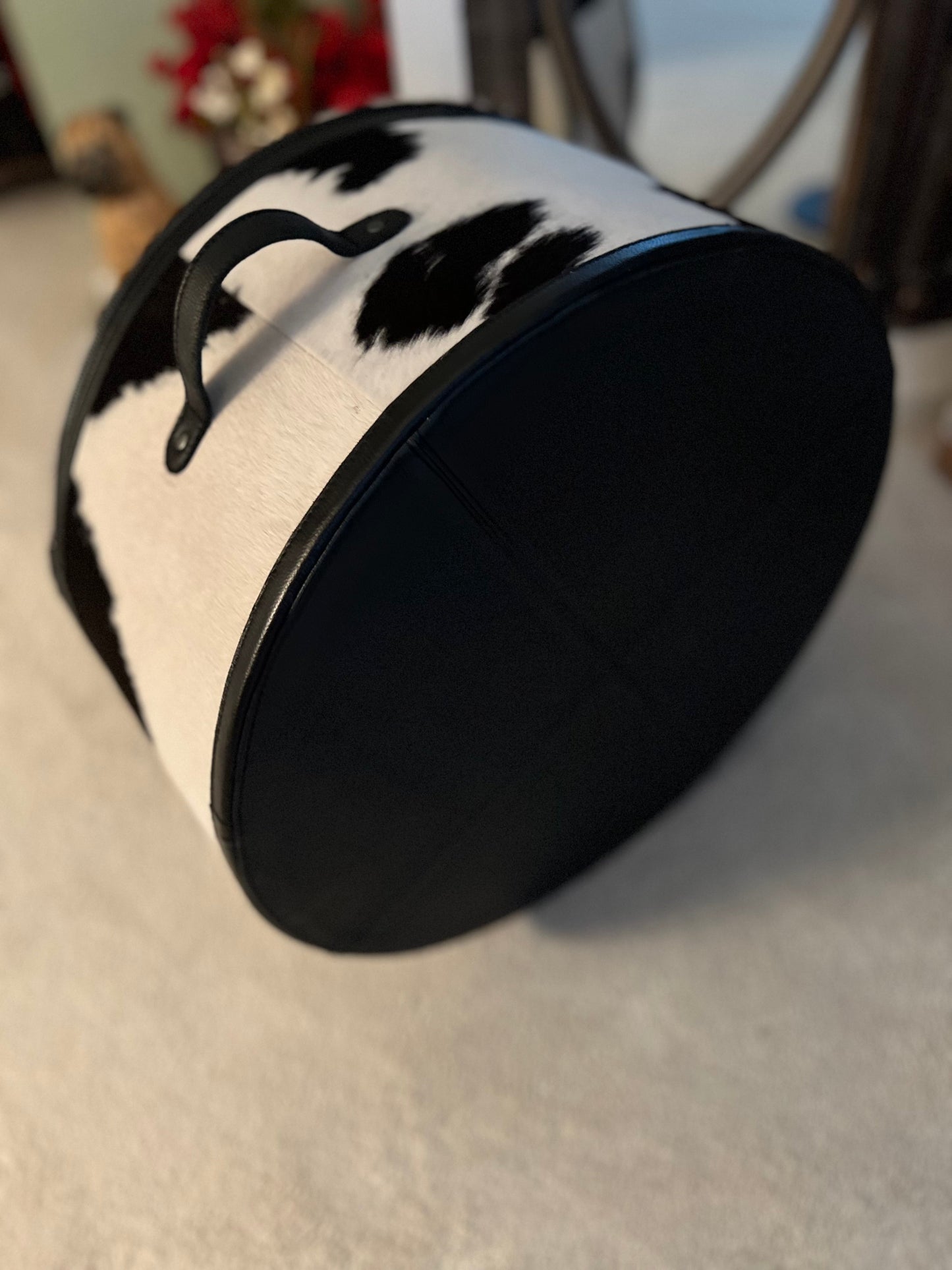 Genuine Cowhide Western Hat Case/Box with Dual Zipper Closure