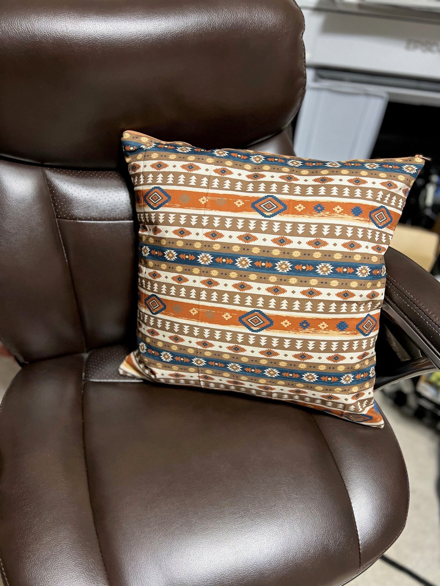 Dessert Dark Brown and Navy Aztec Western Style Pillow 18 inch Covers