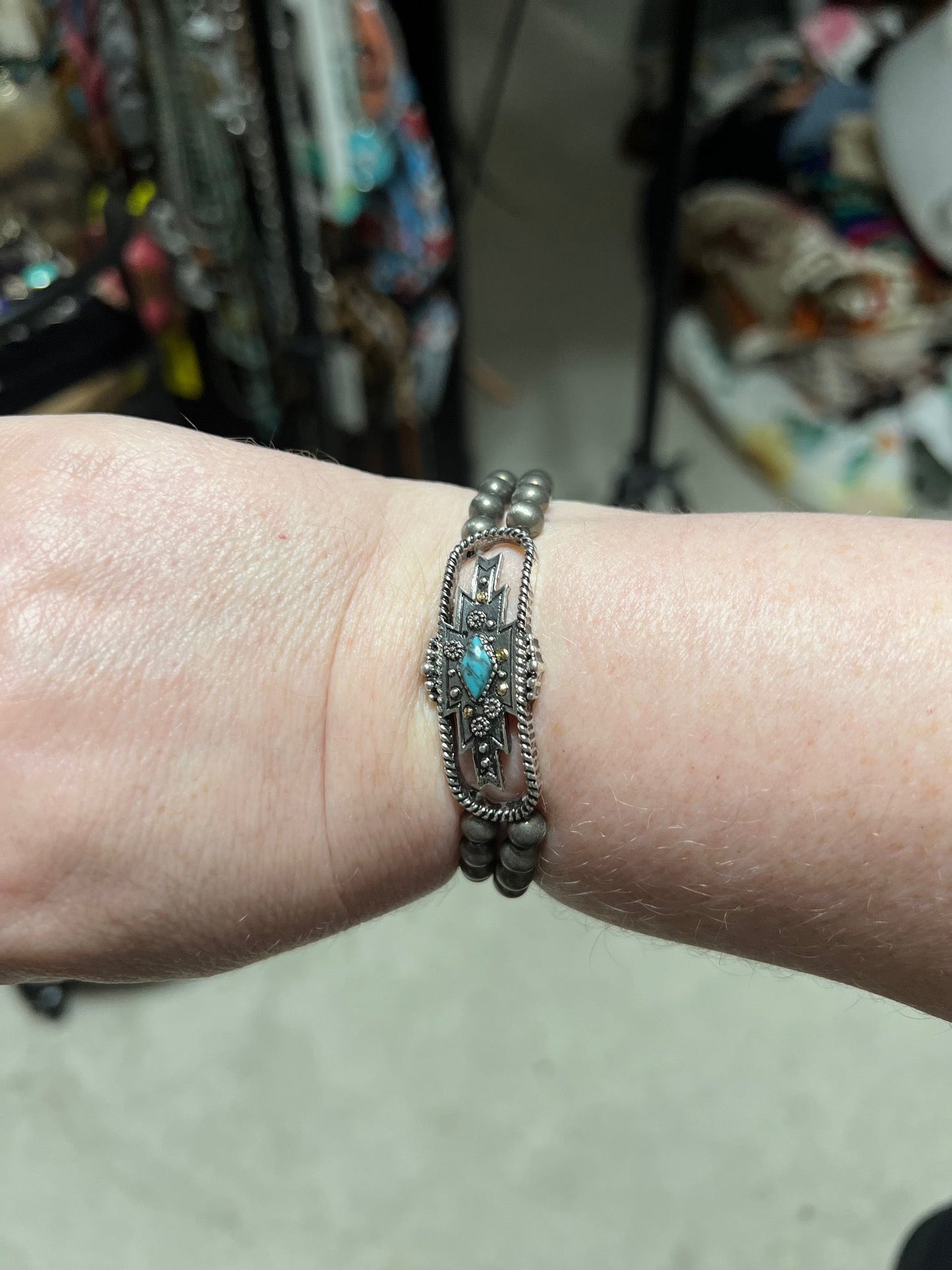 Aztec & Turquoise Stretch Braclet