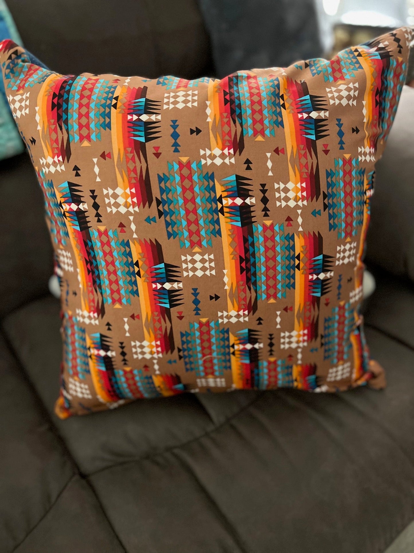 Brown Aztec Western Style Pillow 18 inch Covers