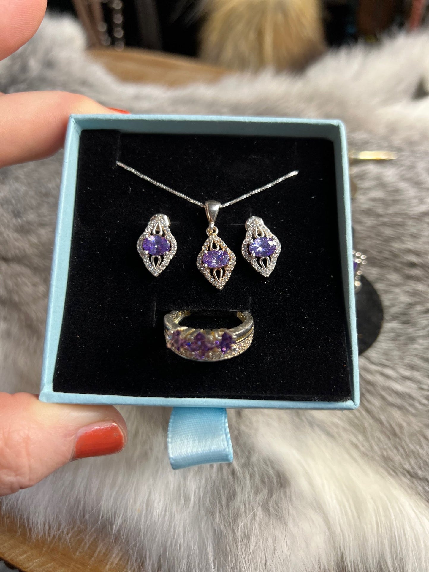 Three Piece Tanzanite Sterling Silver Set
