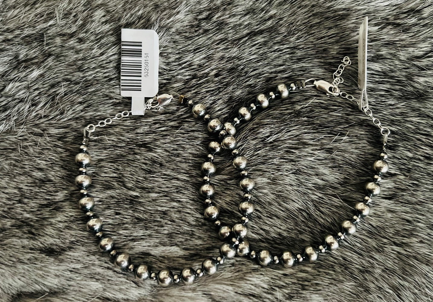 3 mm & 6 mm Graduated Sterling Silver Pearls bracelet