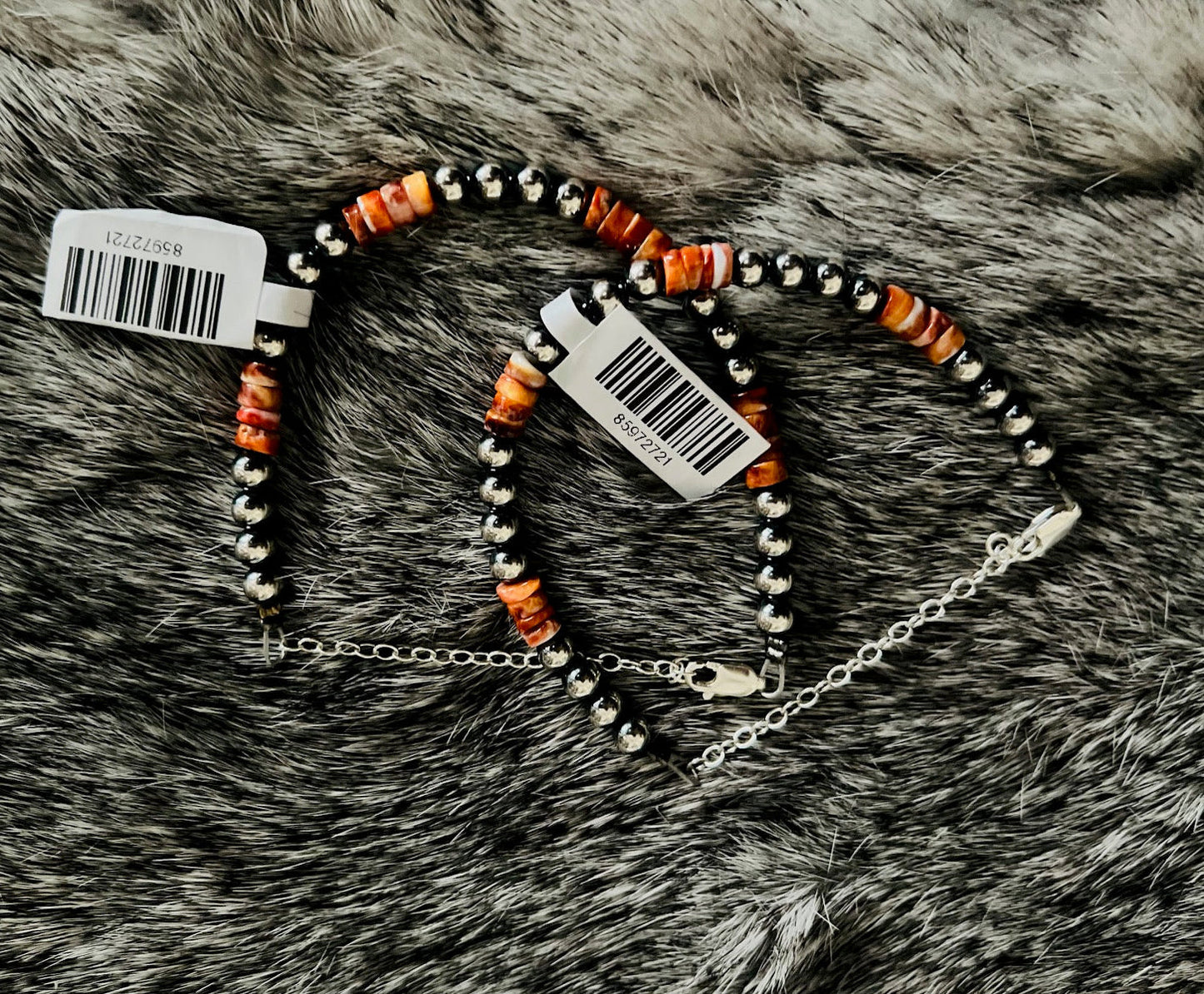 3 mm & 6 mm Graduated Sterling Silver Pearls with Genuine Spiny Oyster