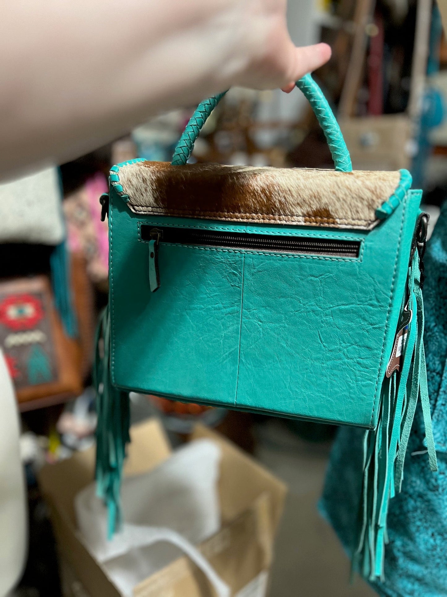 Cowhide Leather & Fringe Crossbody - Multi