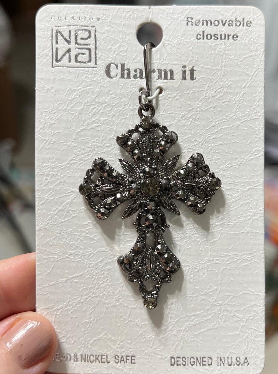 Silver and Black Fashion Cross - 3 inch