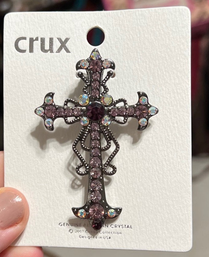Pink Crystal Fashion Cross Pendant - 3 inch