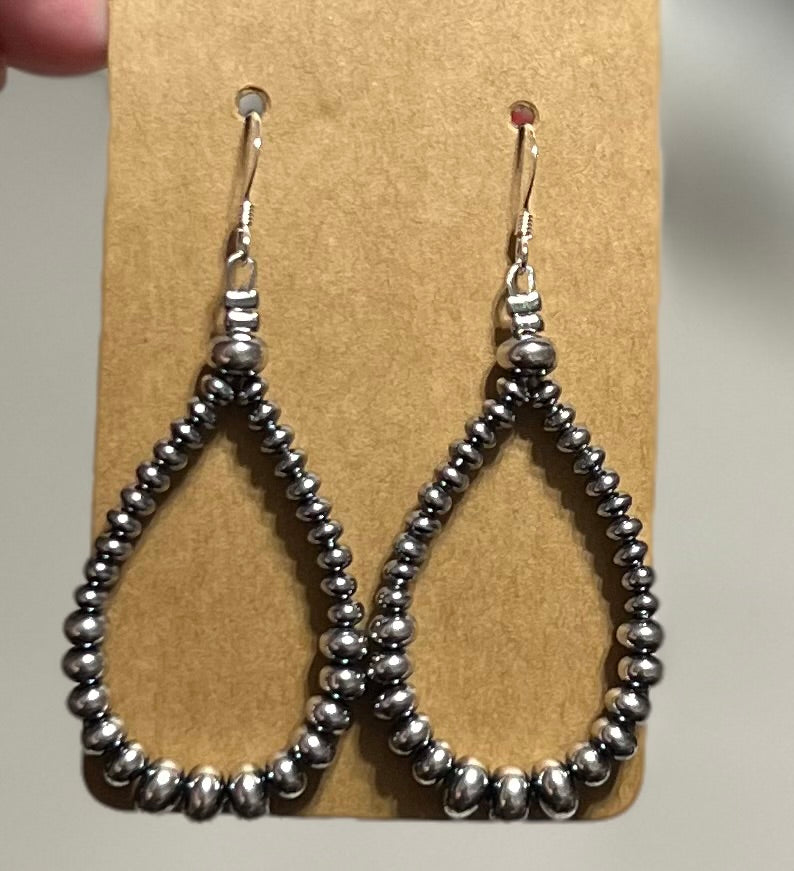 Smaller Sterling SAUCER Silver Pearls earrings teardrop