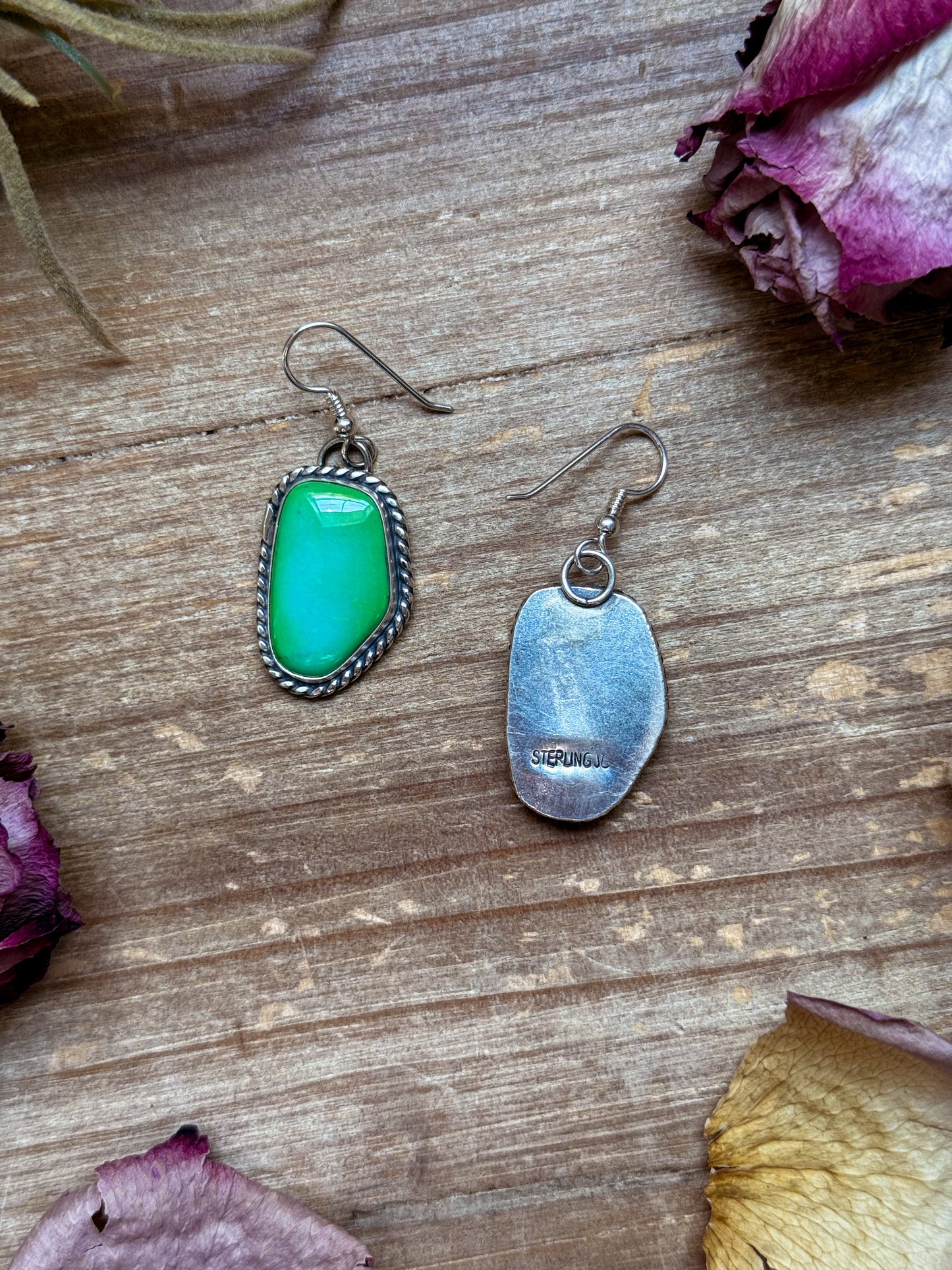 Sterling Silver Sonoran Turquoise Dangle Earrings – Handmade by Artist Jason Ogg