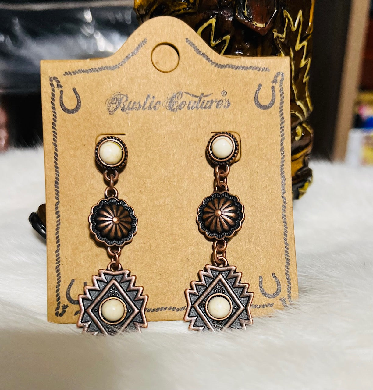 Aztec and Concho Stud Back Earrings - Multi