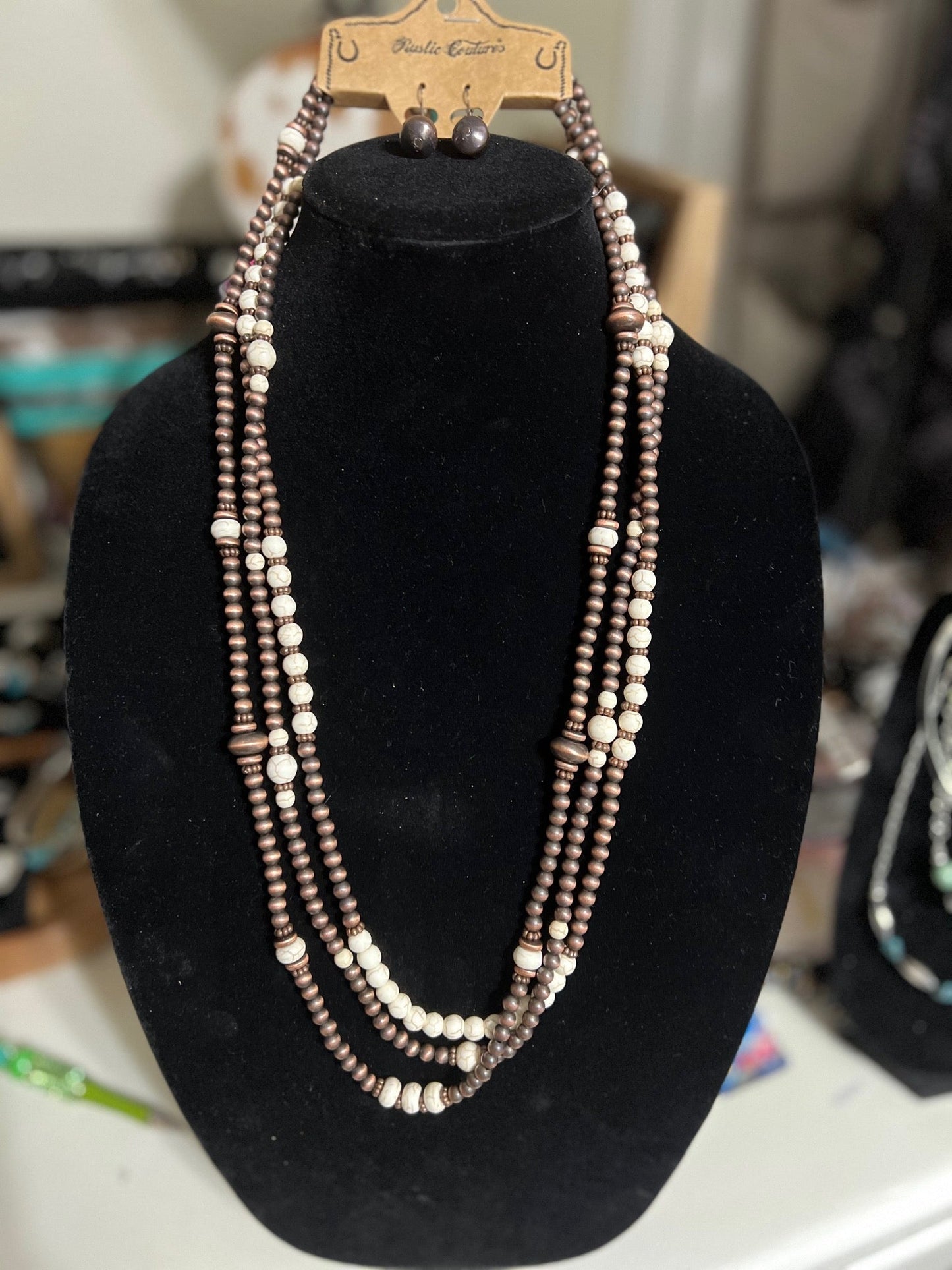 Rustic Couture's Three Strand Western Navajo Inspired Fashion Necklace Set