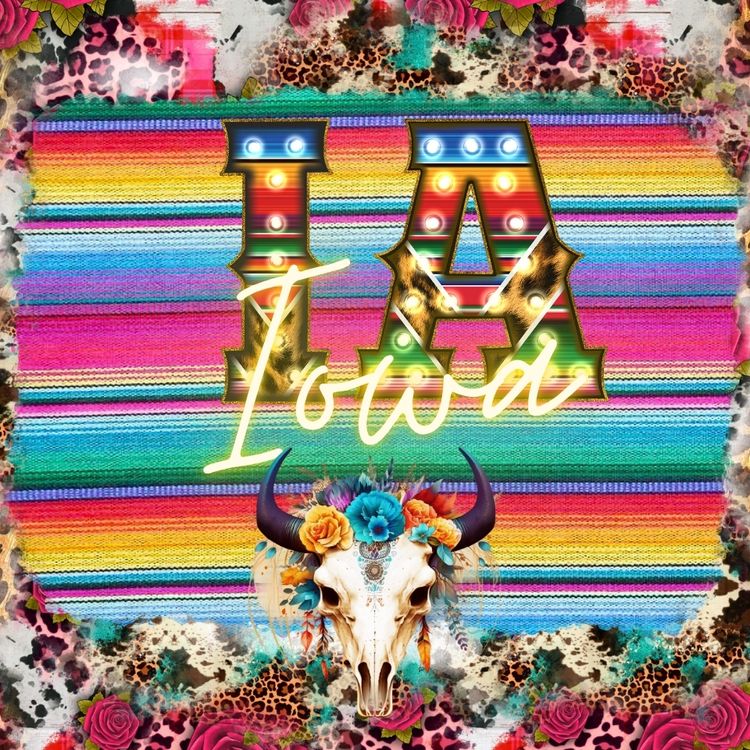 Pick Your State Serape Marquee Bullhead Square Neoprene Coasters 4 inch - Pick your State