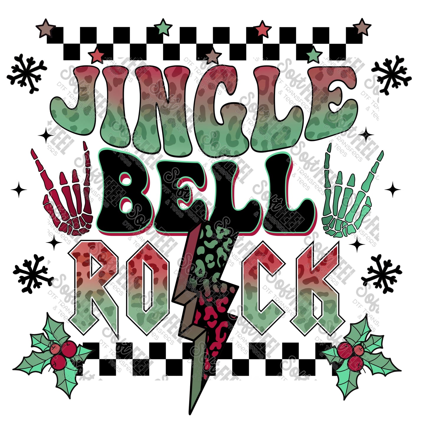 Jingle Bell Rock - Christmas / Retro / Women's - Direct To Film Transfer / DTF - Heat Press Clothing Transfer