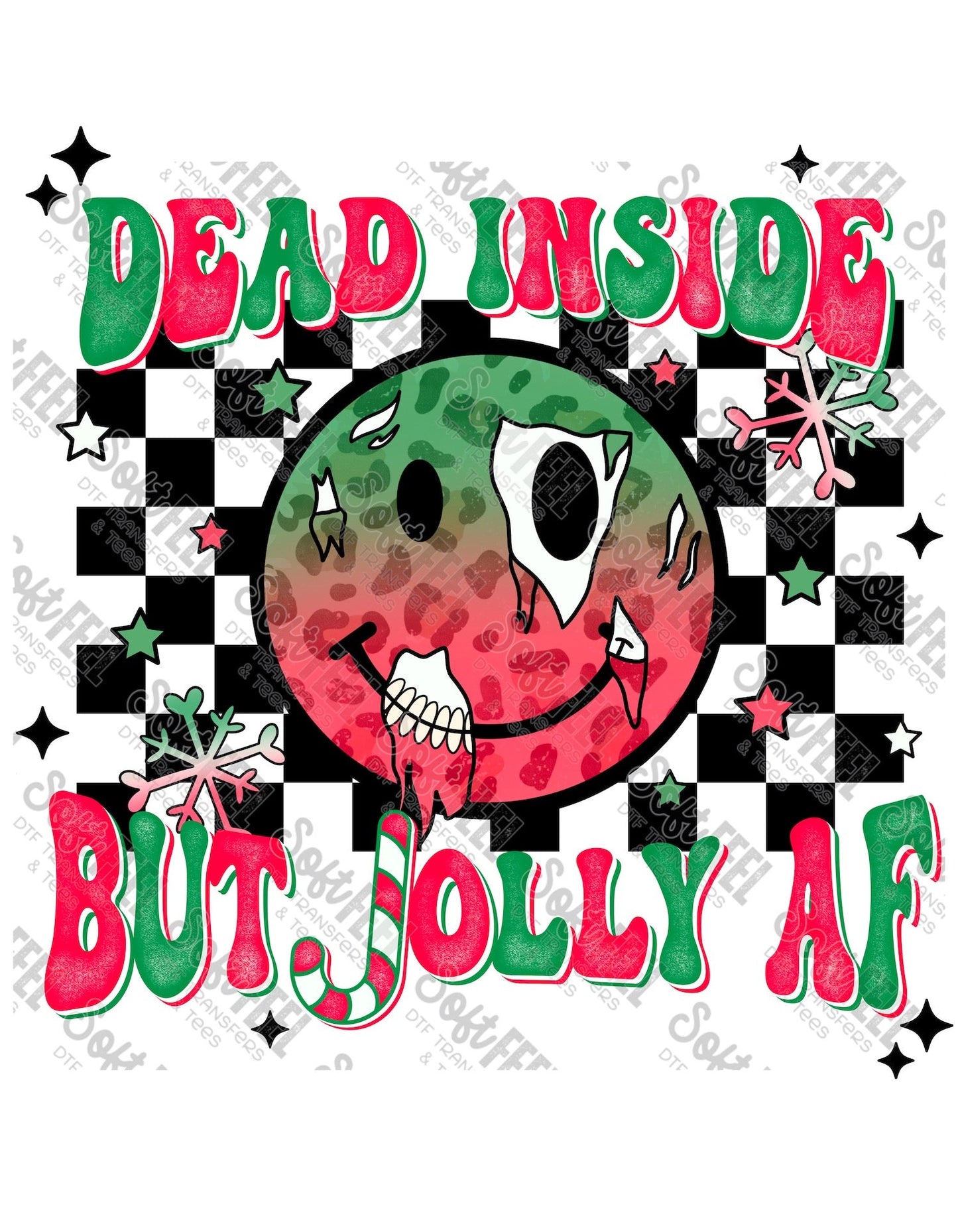 Jolly AF Distressed - Christmas / Snarky Humor / Women's - Direct To Film Transfer / DTF - Heat Press Clothing Transfer