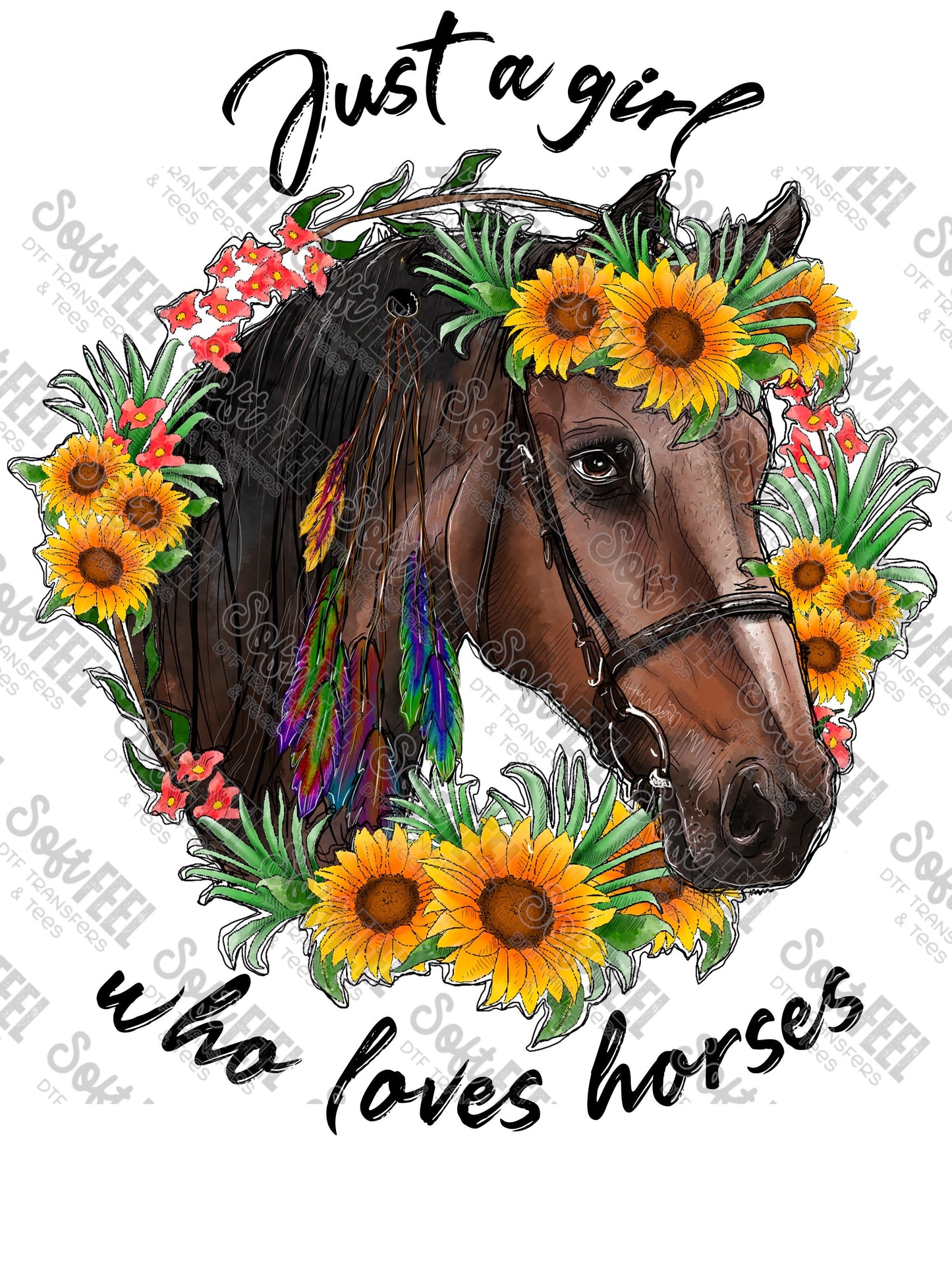 Just A Girl Who Loves Horses - Women's / Country Western - Direct To Film Transfer / DTF - Heat Press Clothing Transfer