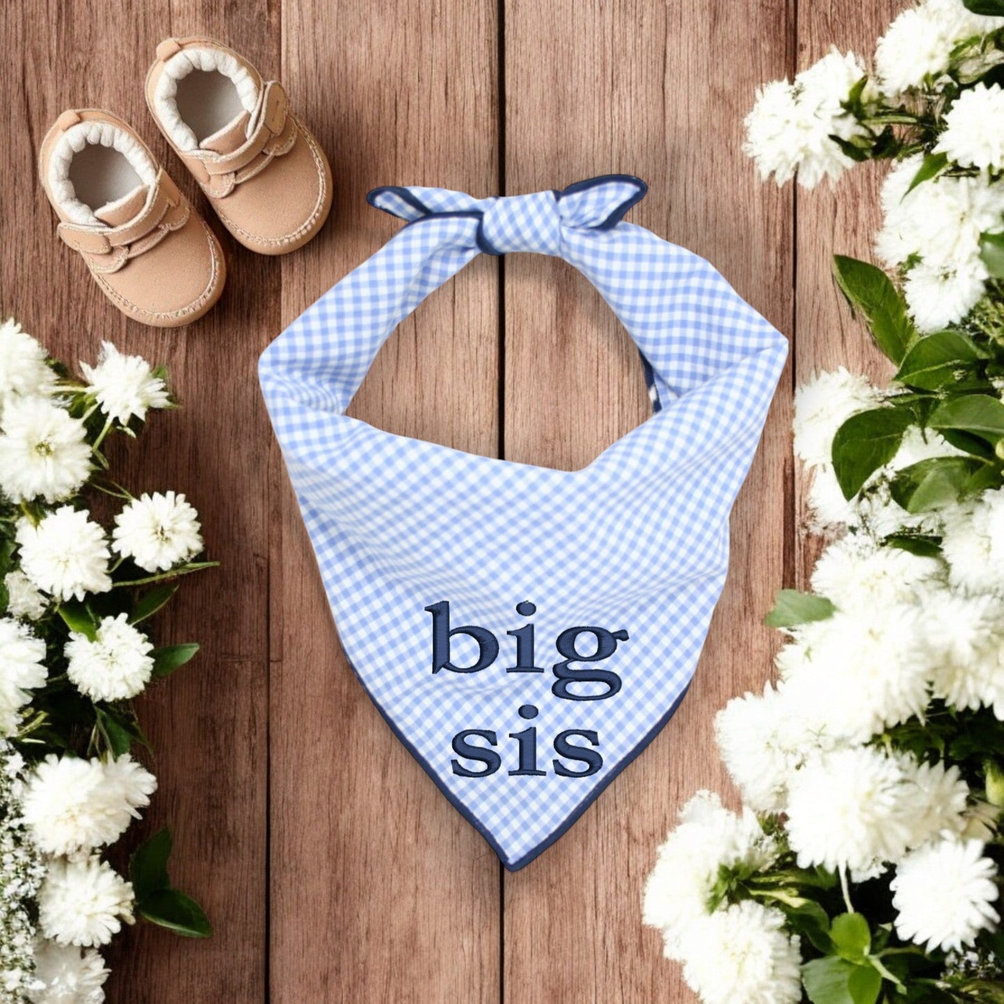 BIG SIS DOG BANDANA | LIGHT BLUE GINGHAM