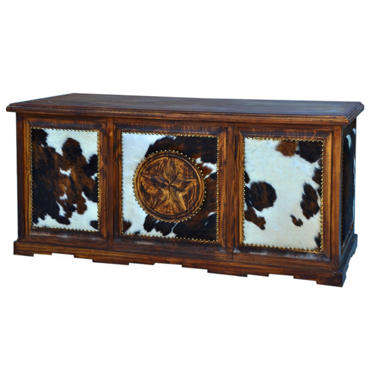Taos Executive Western Desk with Cowhide in Dark Wax