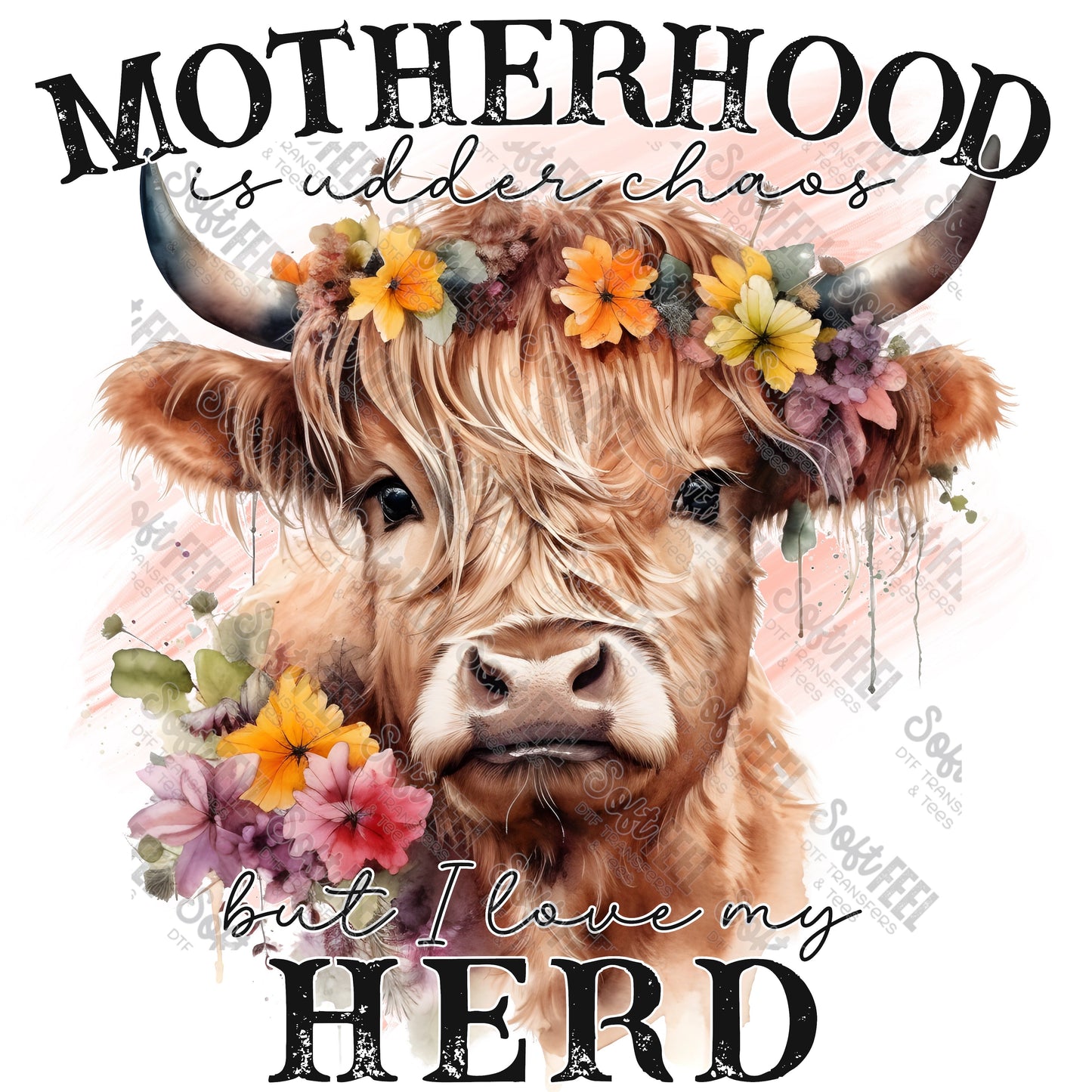 Motherhood is Udder Chaos Cow - Women's / Western - Direct To Film Transfer / DTF - Heat Press Clothing Transfer