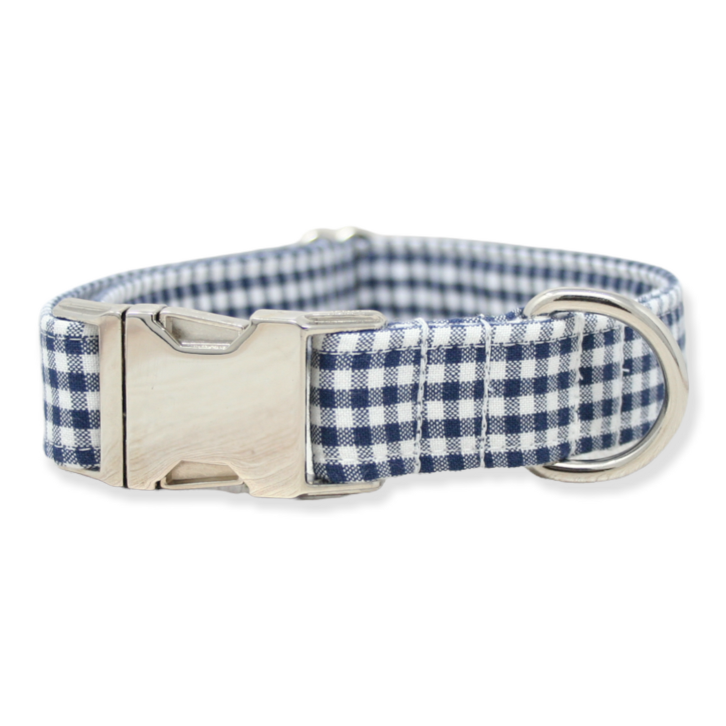 Navy Gingham Dog Collar