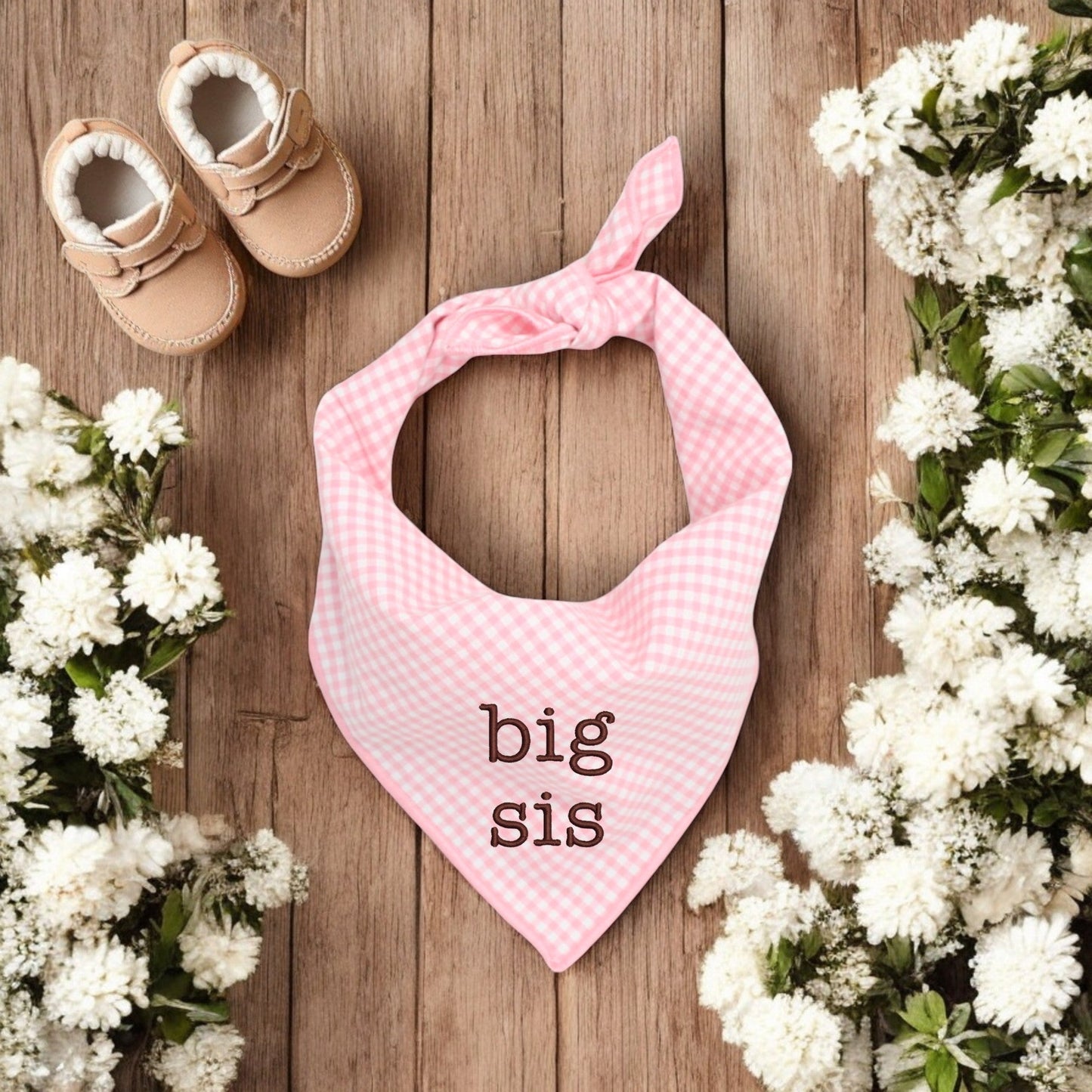 Big Sis DOG BANDANA | PINK GINGHAM