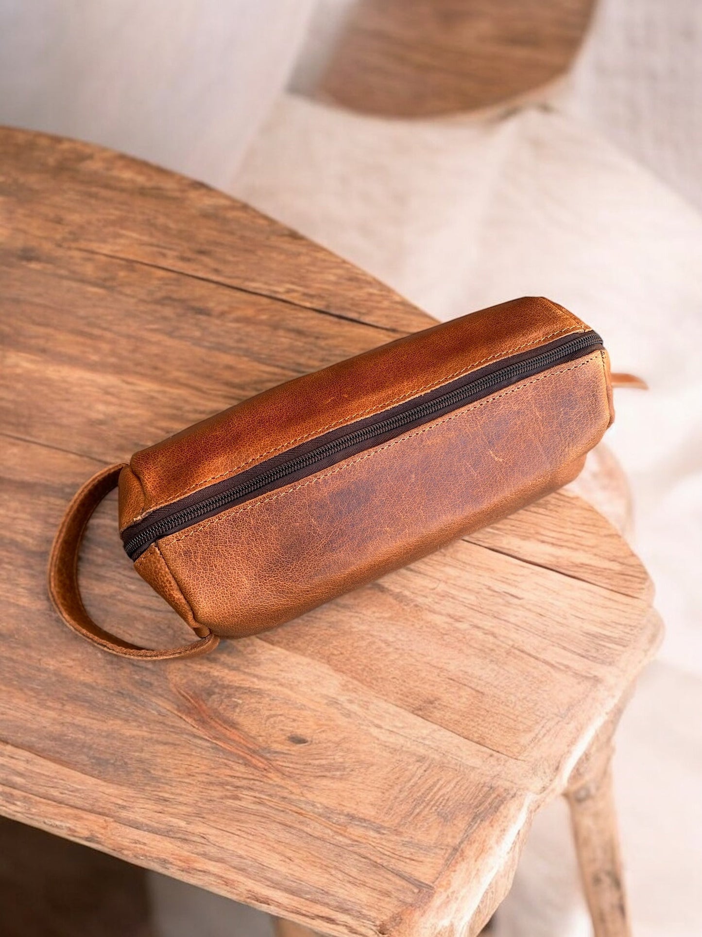 Grain Full Leather Toiletry Bag