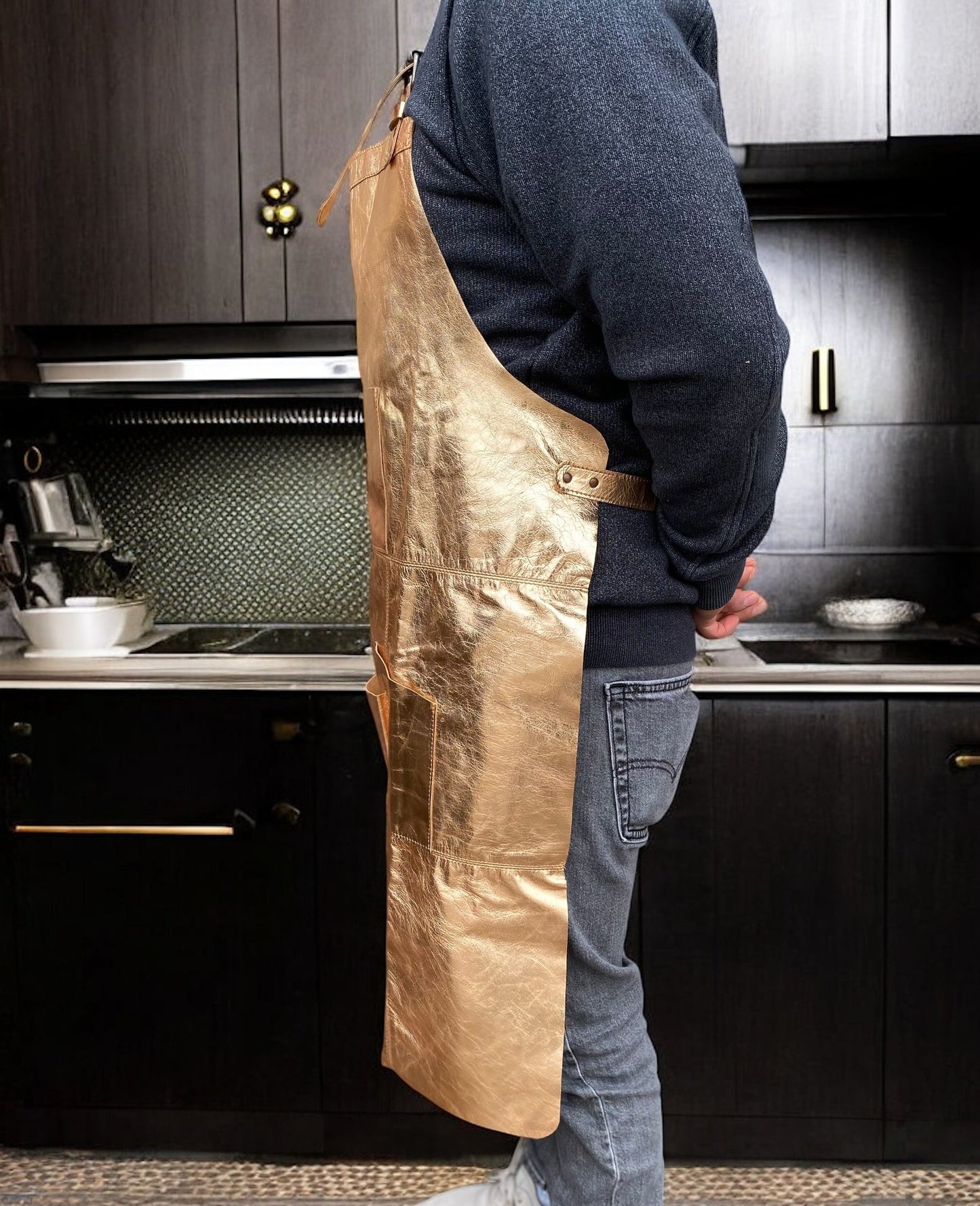 Gold Foil Leather Apron