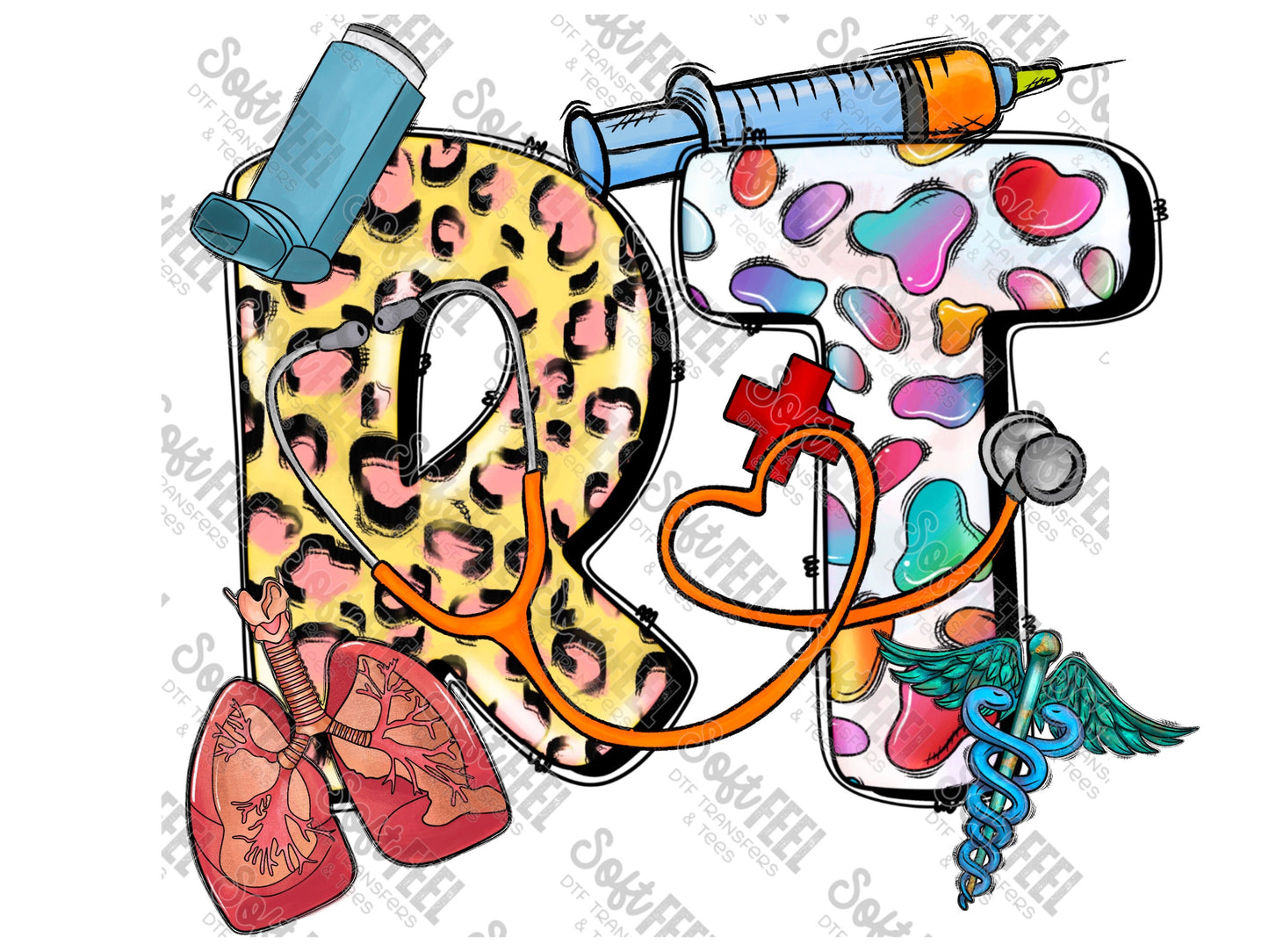 RT Nurse Respiratory Therapist - Occupations / Nursing - Direct To Film Transfer / DTF - Heat Press Clothing Transfer