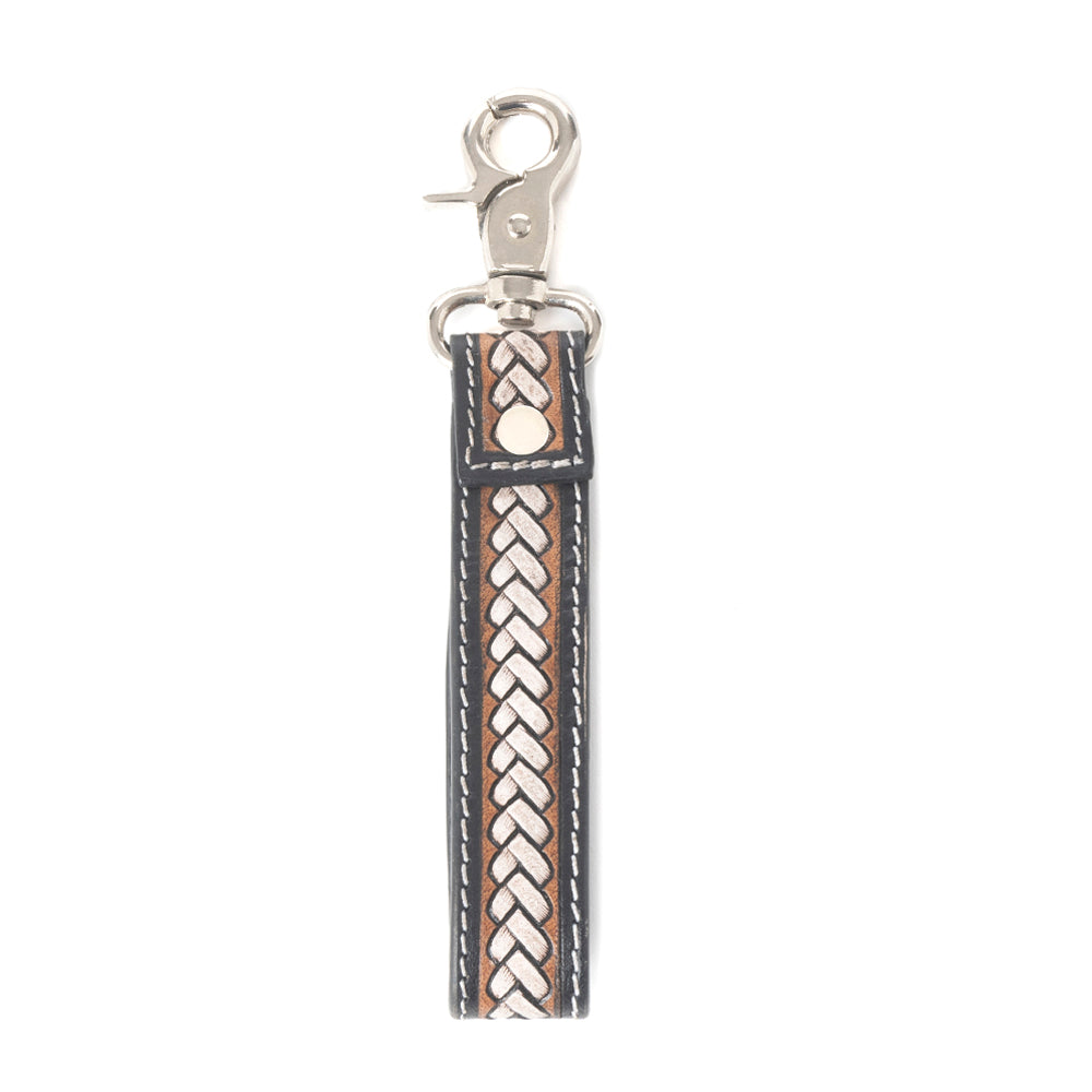 Braided Buckle Hairon Key Fob in Dusty Bronze
