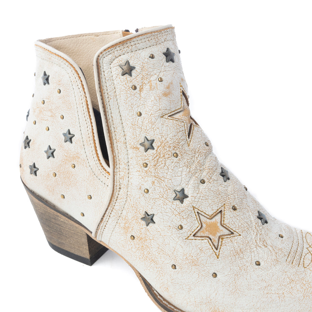 Celestial Stardust Western Booties in White