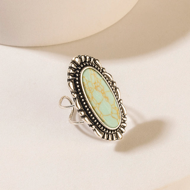 Myra Spirit Halo Turquoise Stone Ring in Vintage Teal