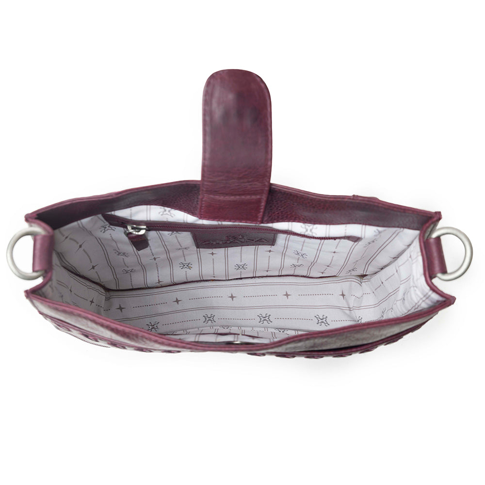 Myra Zidana Mirelle Woven Veg Tanned Leather Sling Bag in Mulberry Shine