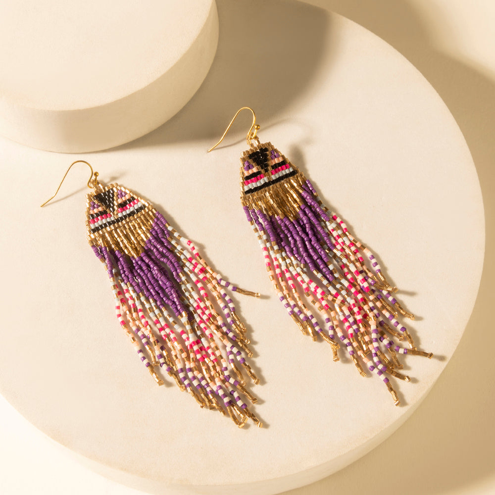 Myra Fiesta Fringe Earrings in Violet Smoke