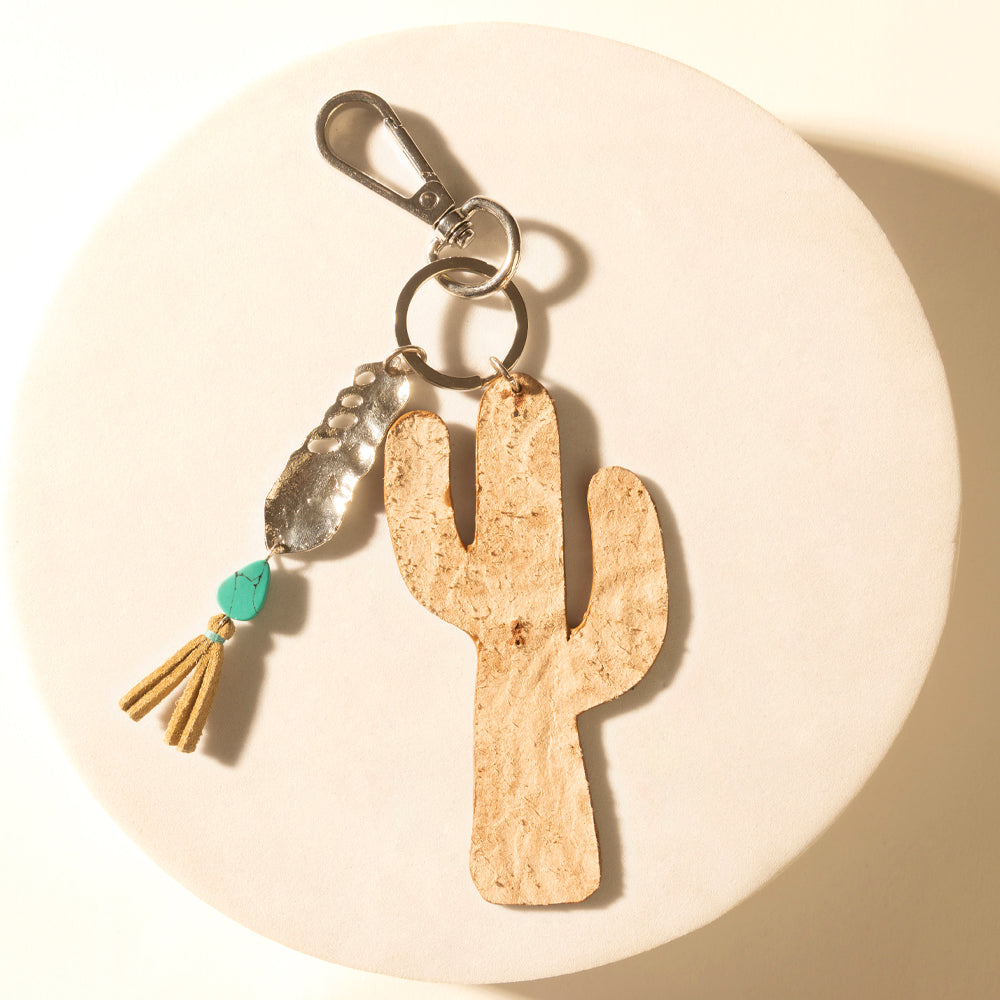 Myra Desert Dune Handtooled Leather Key Fob in Olive Tan