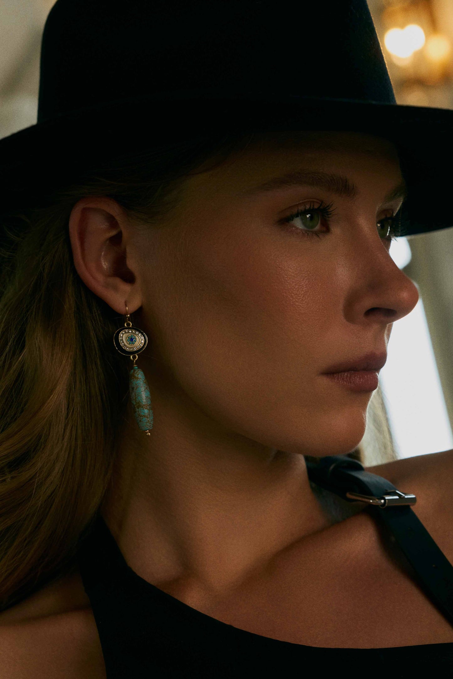 Myra Trail Halo Earrings in Turquoise Stone
