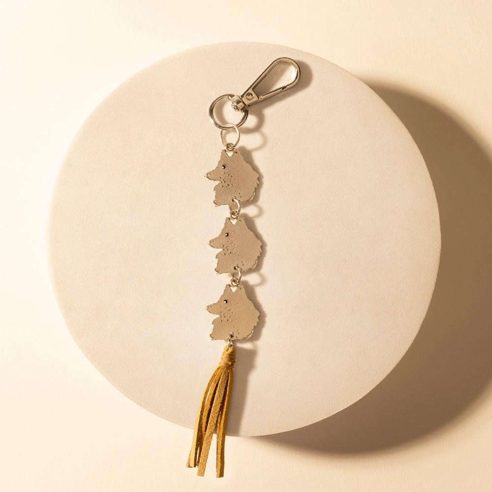 Myra Rangefeather Fringe Keychain in Saddle Tan