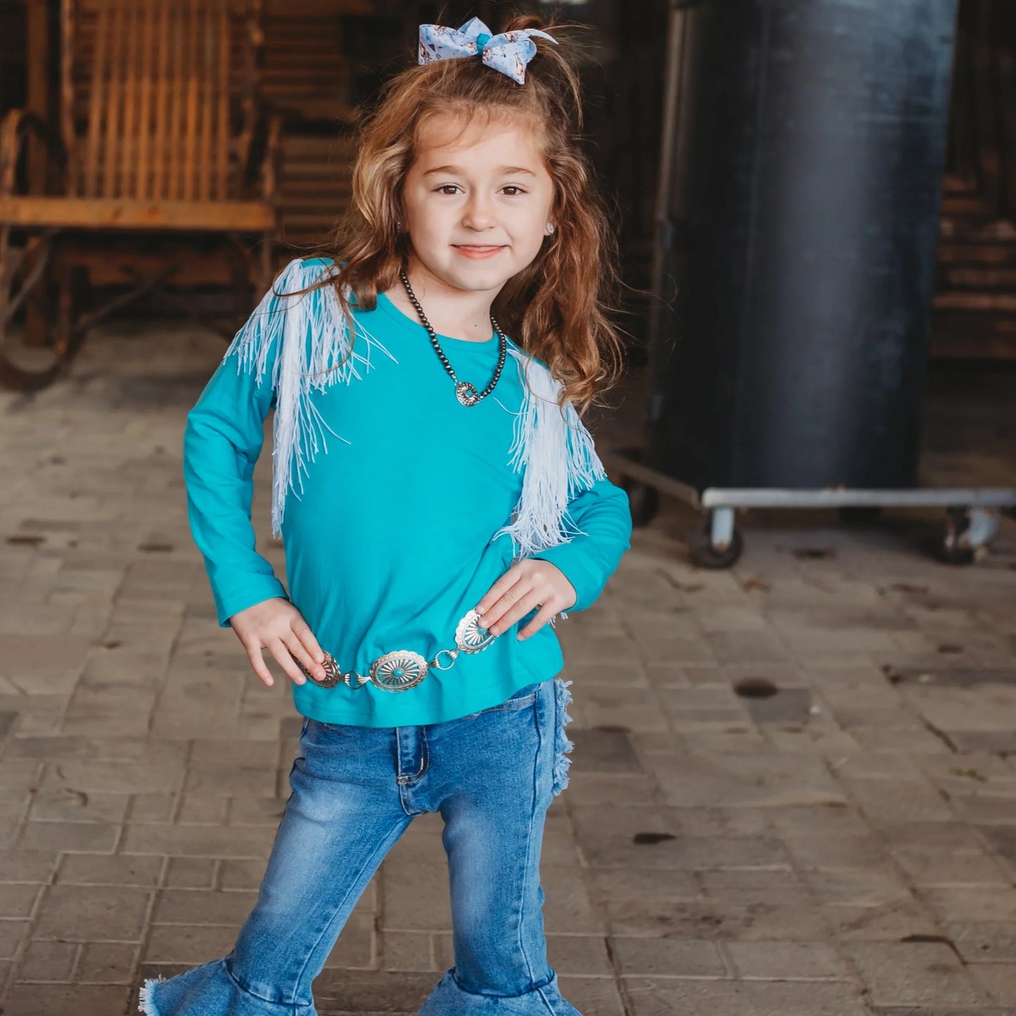 Shea Baby Turquoise Fringe Top