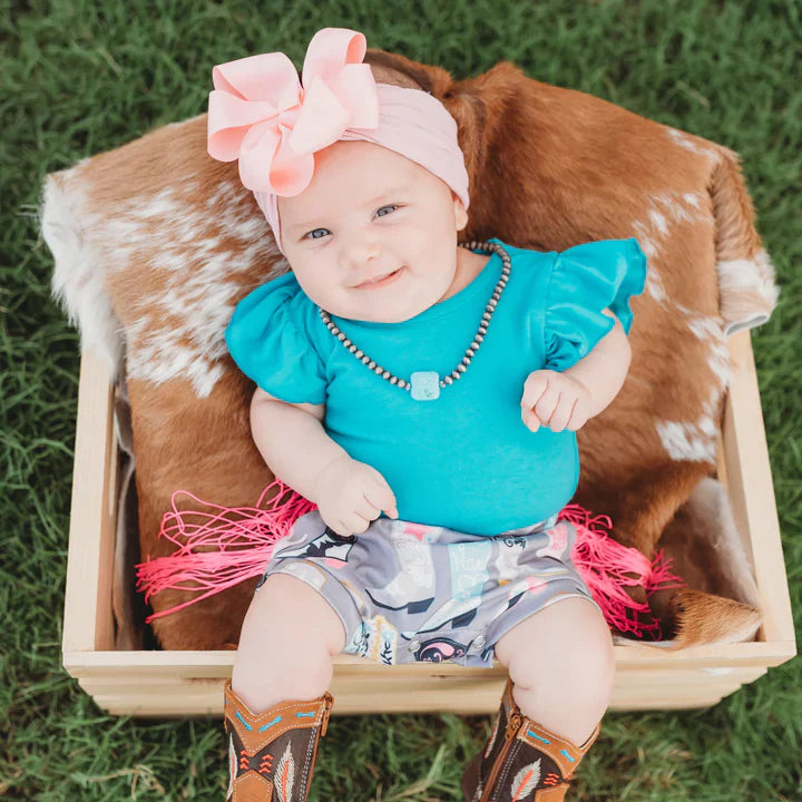 Shea Baby Turquoise Ruffle Onesie
