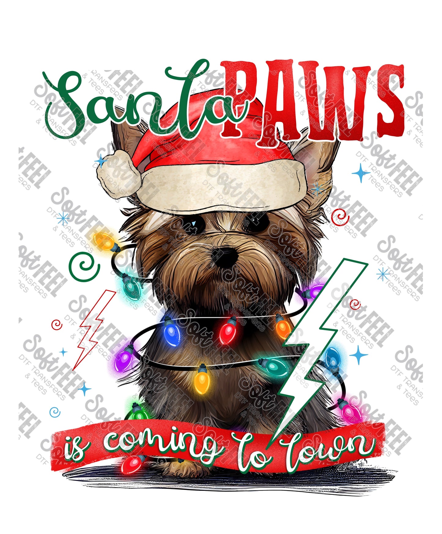 Santa Paws 1 - Christmas / Animals - Direct To Film Transfer / DTF - Heat Press Clothing Transfer