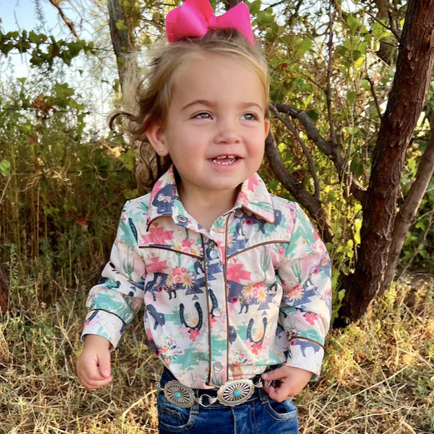 Shea Baby Wild Buffalo Pearl Snap Onesie