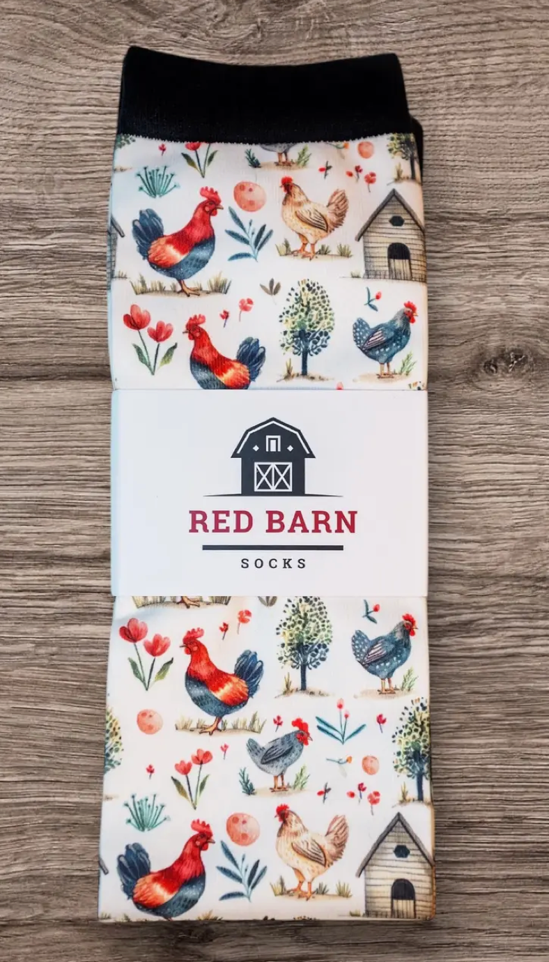 Country Cluckers Red Barn Boot socks