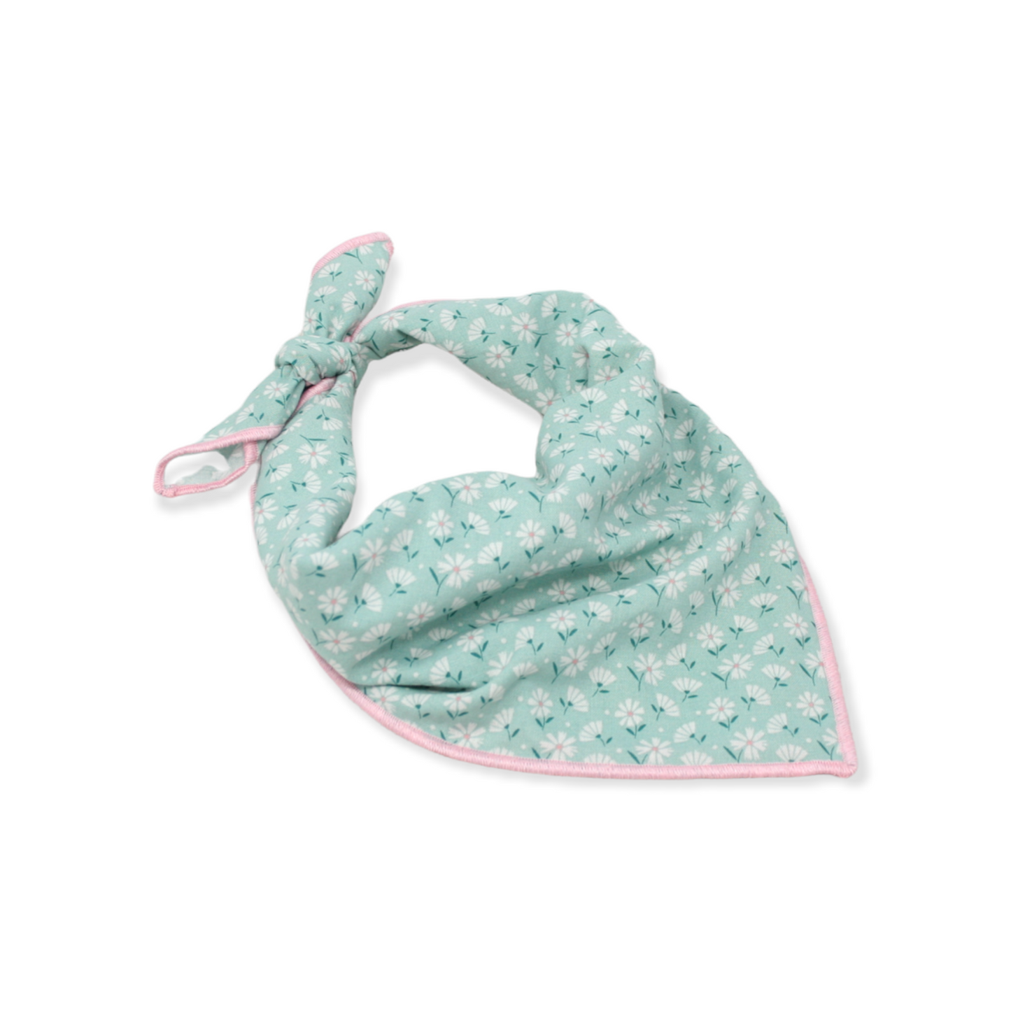 Teal & White Flowers Dog Bandana
