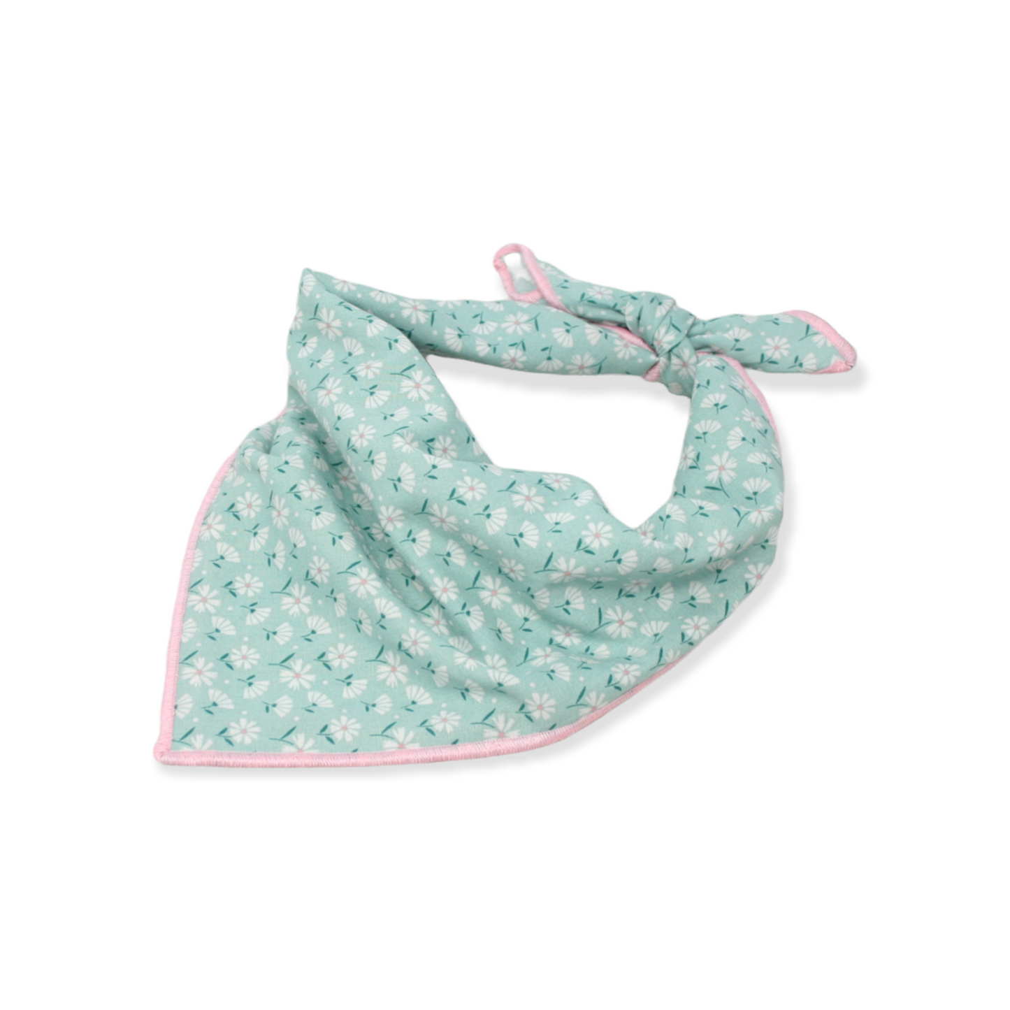 Teal & White Flowers Dog Bandana