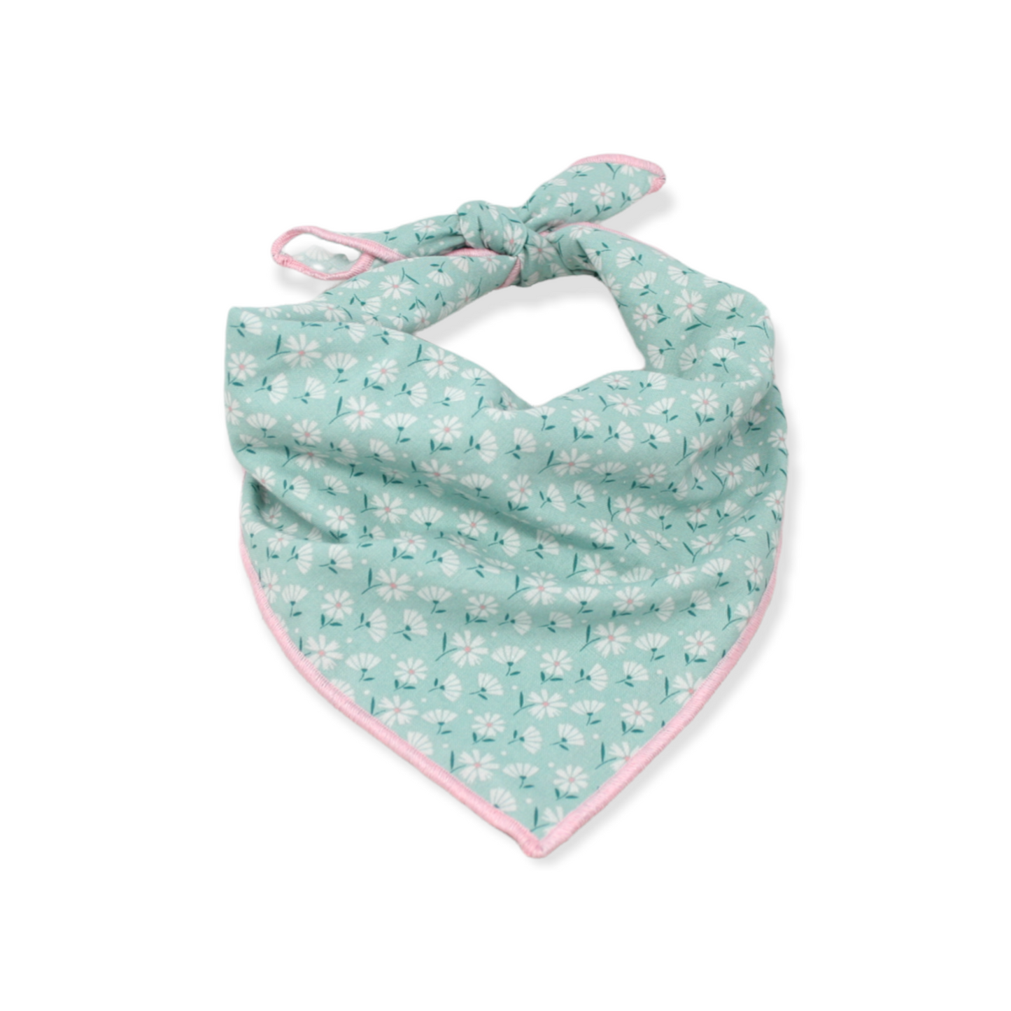 Teal & White Flowers Dog Bandana