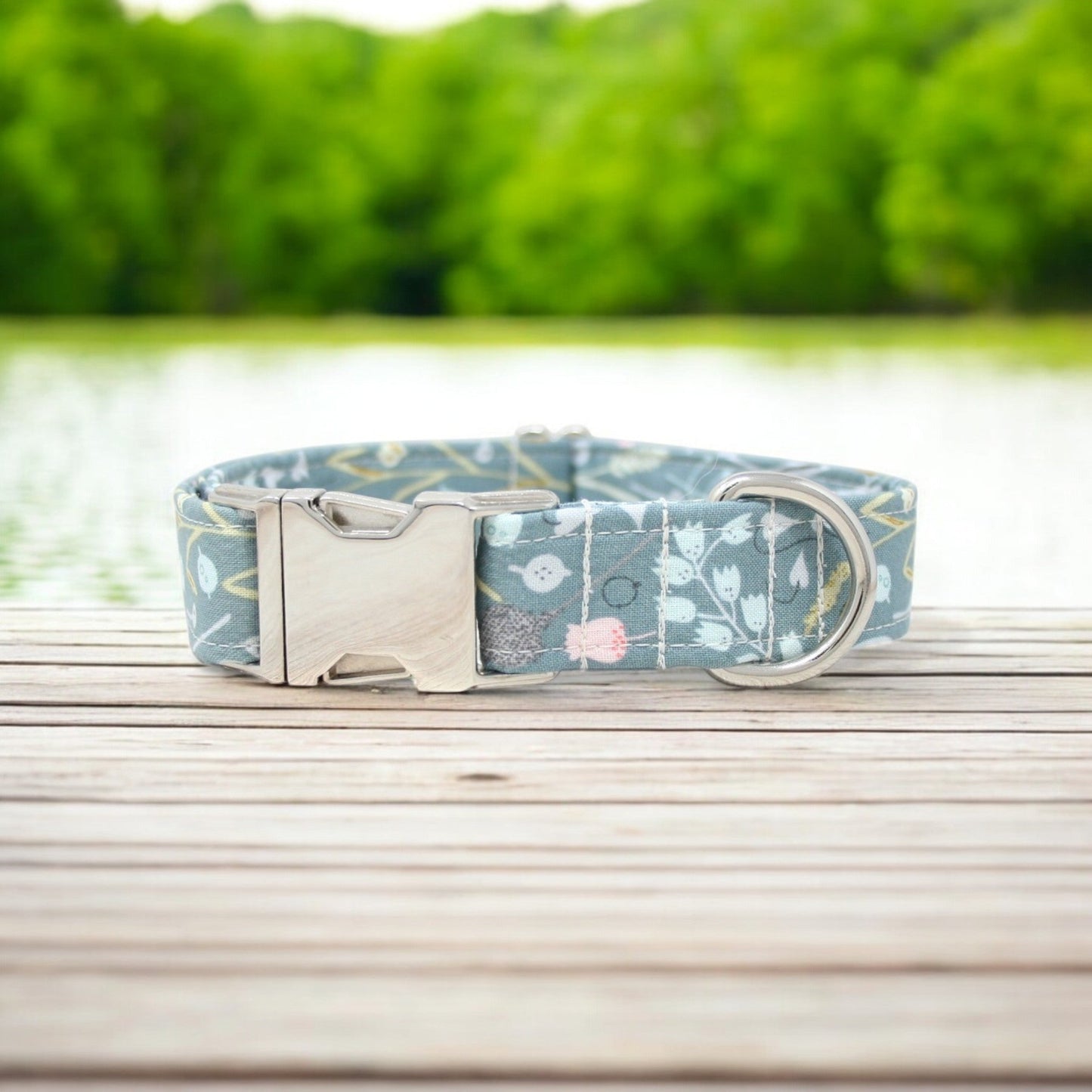 Teal Meadows Dog Collar