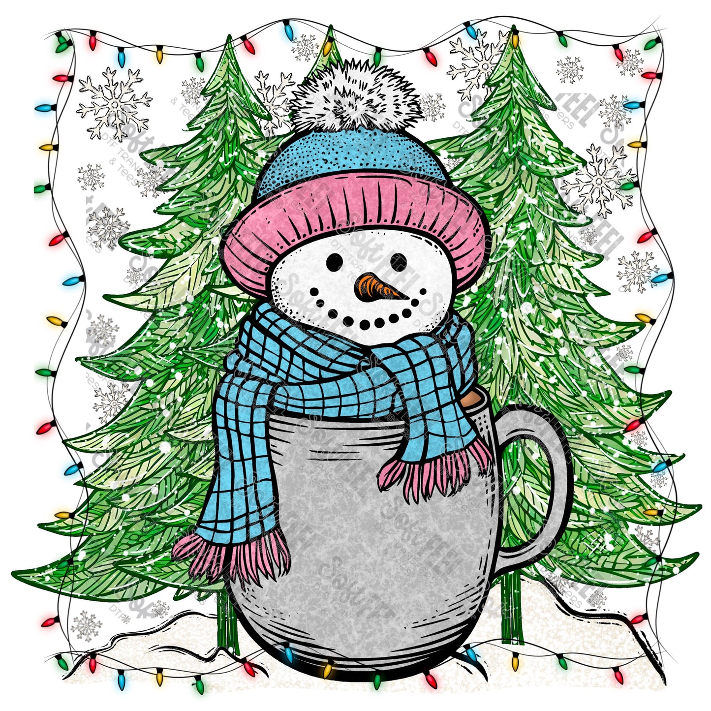 Snowman Mug - Christmas - Direct To Film Transfer / DTF - Heat Press Clothing Transfer