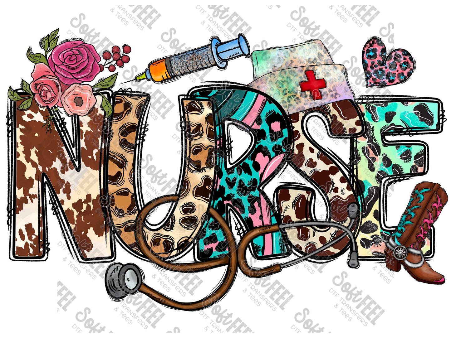 Western Nurse - Occupations / Nursing - Direct To Film Transfer / DTF - Heat Press Clothing Transfer