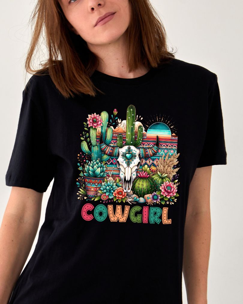 Cowgirl Skull Unisexed TShirt - black