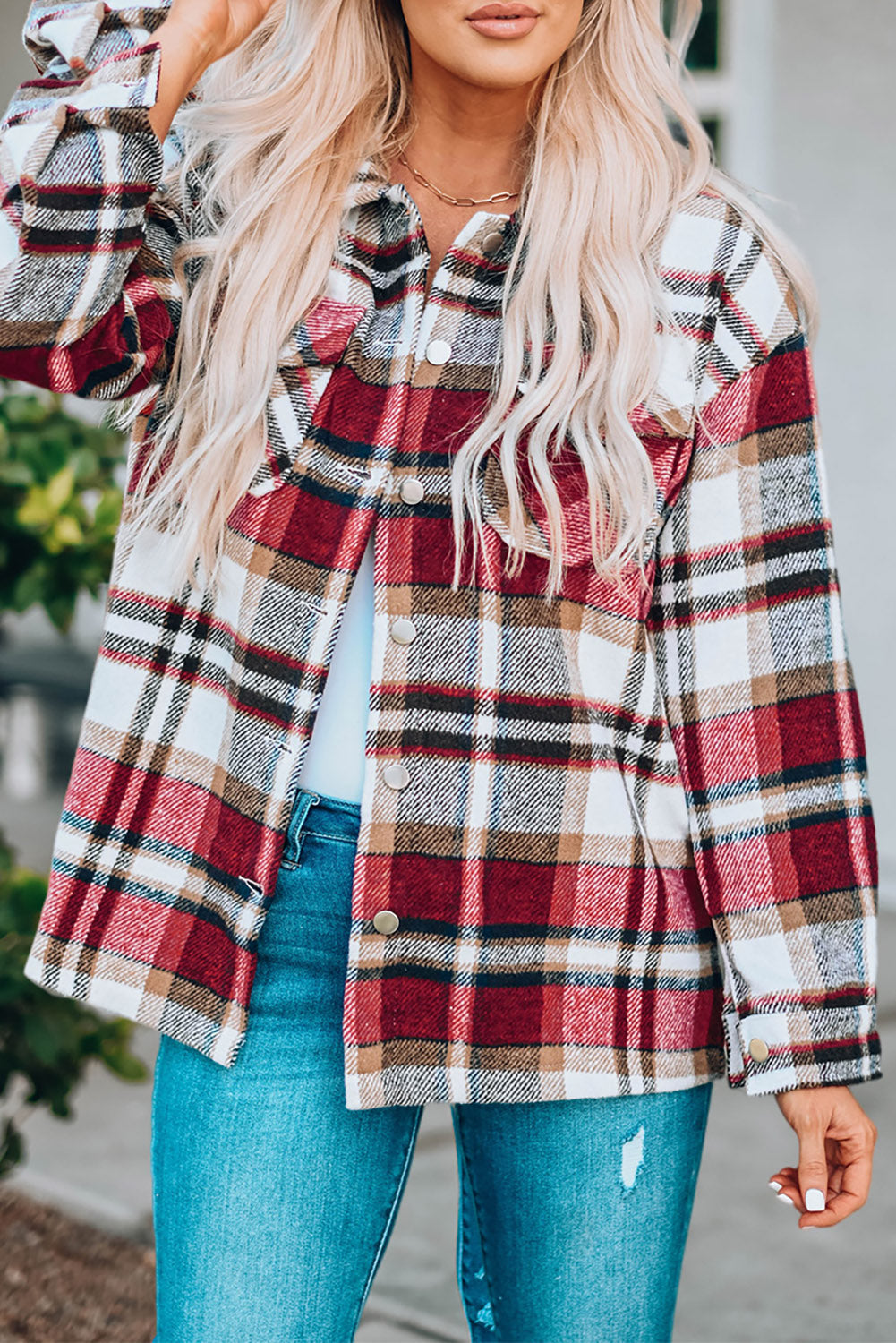 Plaid Chest Pocket Buttoned Shacket